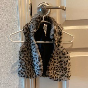 Cherokee faux fur leopard print vest Toddler - Sm